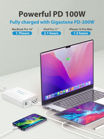 Gigastone [GaN III] 200W USB C 5-Port Charger, MacBook Pro True Fast Charge, ...