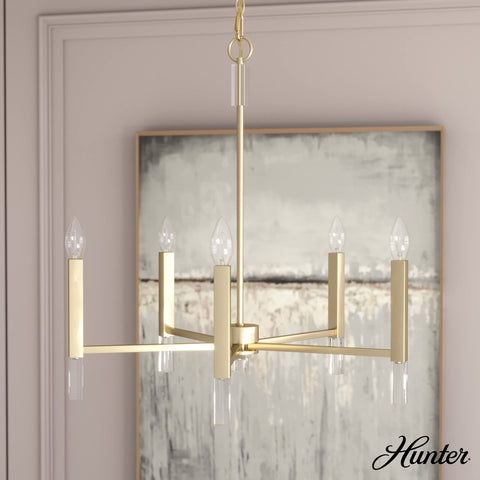 Hunter - Sunjai 5-light Alturas Gold, Large Chandelier, Dimmable, Formal Styl...