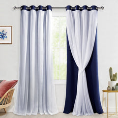 Hiasan Mix & Match Blackout Curtains with Sheer Overlay, Double Layer Extra L...