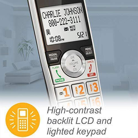 AT&T CL82507 DECT 6.0 5-Handset Cordless Phone for Home 5 Handset, Silver