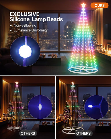 9Ft Lighted Christmas Tree Outdoor, Smart LED Christmas Cone Tree Light, DIY ...