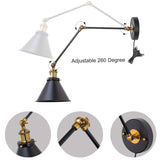 LNC Black Wall Sconces, Swing Arm Wall Lamp with Antique Brass Finish, Adjust...