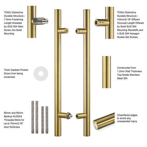 TOGU TG-6012 18 inches Solid Standoffs Heavy-Duty Commercial Grade-304 Stainl...