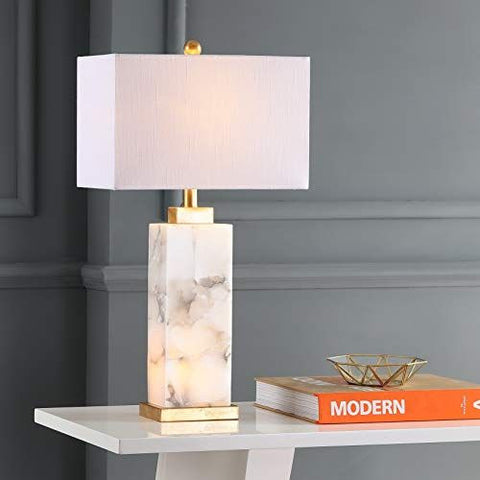 JONATHAN Y JYL6201A Elizabeth 27.5" Alabaster LED 27.5 in, White/Gold Leaf