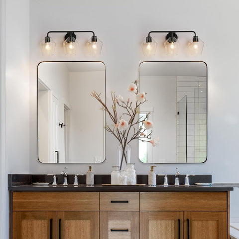 Bathroom Light Fixtures, Black Bathroom Vanity Lights 3 Lights, Modern Farmho...