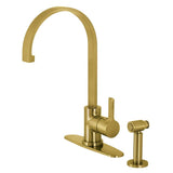 Kingston Brass LS8713CTLBS Continental Kitchen Faucet, Brushed Brass 9.81 x 8...