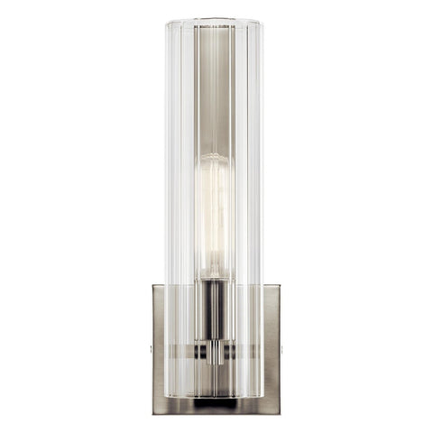 KICHLER Jemsa 1 Light Wall Sconce, Modern Light with Clear Fluted Glass in Br...