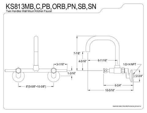 Kingston Brass KS813C Concord Kitchen Faucet, 6-11/16" in Spout Reach, Polish...