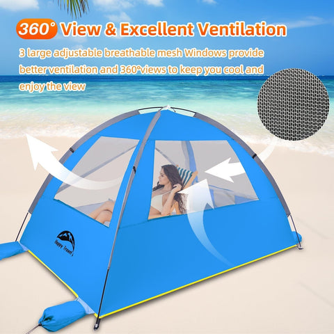 Happy Travel Beach Tent, UPF 50+ UV Protection Sun Shade Shelter for 3/4/5/6/...