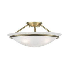 Livex Lighting 4824-01 Newburgh Collection 3 Light Semi-Flush, Antique Brass,...