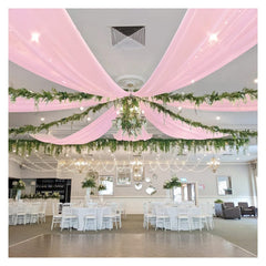 Wedding Canopy Ceiling Drapes 6 Panels 5ftx20ft Pink Draping Fabric Sheer Cur...