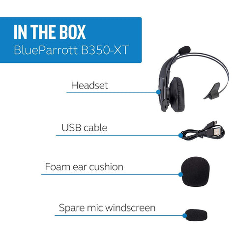 BlueParrott B350-XT Noise Cancelling Bluetooth Headset – Over The Head, Black