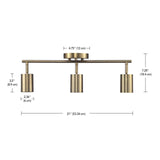 Globe Electric 64000093 21" 3-Light Track Lighting, Matte Brass, Pivoting Sha...