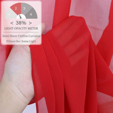 Ceiling Drapes for Weddings Red Sheer Draping Fabric 5x15FT 4 Panels Chiffon ...