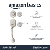 Amazon Basics Handleset with Shelby Lever - Single Cylinder Packs, Satin Nick...