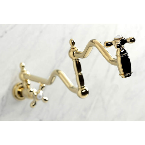 Kingston Brass KS2102AX Heritage Pot Filler, Polished Brass,24.13 x 2.19 x 11