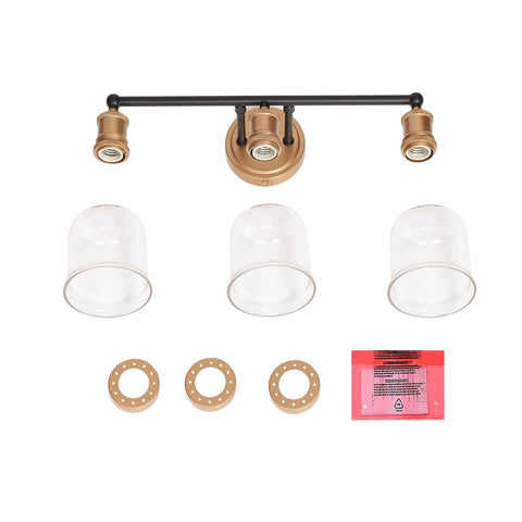 Durent Lighting Modern Bathroom Light Fixtures, 3-Light Black and Gold Bathro...