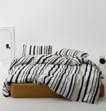 KAREVER Striped Comforter Queen Black White Comforter 3 Pieces Soft Stripes C...