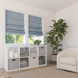 Sun Zero Seraphina Textured 100% Blackout Cordless Roman Shade, 27" x 64", Blue