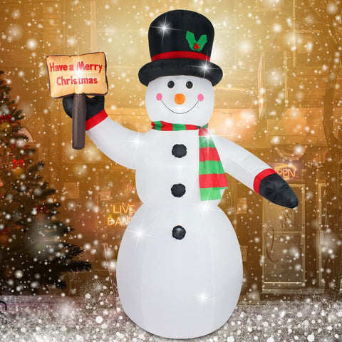 Fanshunlite 8FT Christmas Giant Inflatable LED Light Large Snowman Blow Up Ya...