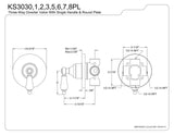 Kingston Brass KS3033PL Three-Way Diverter Valve with Trim Kit, Antique Brass