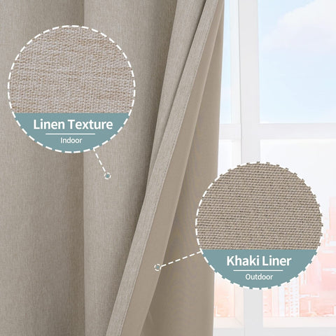 BGment Linen Color Blackout Curtains 120 Inch Length for Bedroom 2 Panels Set...