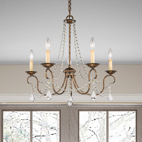 Livex Lighting 6515-71 Pennington 5 Light Chandelier, Hand Applied Venetian G...