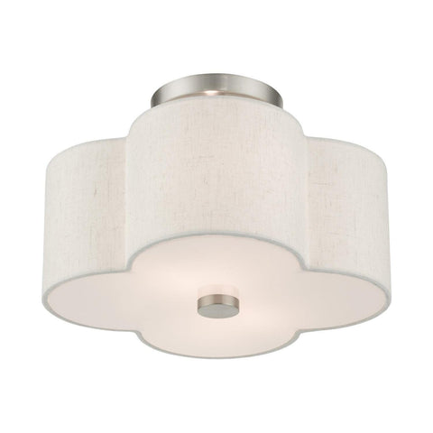 Livex Lighting 2 Light Brushed Nickel Semi Flush 13 x 13 x 8.5