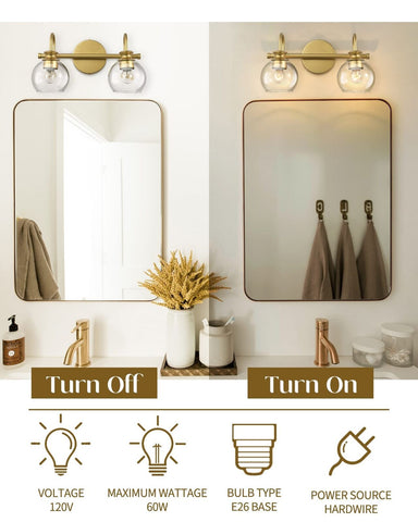Bathroom Vanity Light Fixtures, 15 inch 2-Light Globe Bathroom Light Fixtures...