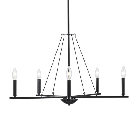 TRANS GLOBE 11645 BK I Linden Collection 30 Inch Five-Light Chandelier - in a...