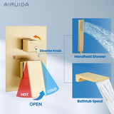 Airuida Wall Mount Tub Faucet with Waterfall Tub Spout Wall Mounted Bathtub F...