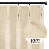 100% Blackout Shield Pinch Pleated Curtains 84 Inch Length 2 Panels Set, Line...