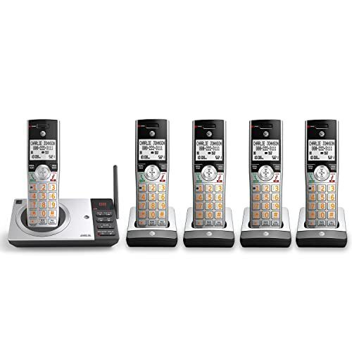 AT&T CL82507 DECT 6.0 5-Handset Cordless Phone for Home 5 Handset, Silver