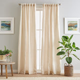 Peri Home 100% Linen Back Tab Lined Curtain, 84" Panel Pair, Beige