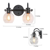 KSANA Black Bathroom Light Fixtures, 2-Light Modern Farmhouse Black Vanity Li...