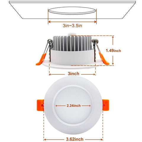 YGS-Tech 3.5 Inch LED Recessed Lighting, Dimmable Downlight 7W(55W Halogen Eq...