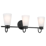 Kichler Erma 3-Light Bathroom Vanity Light Fixture with Clear Satin Etched Gl...