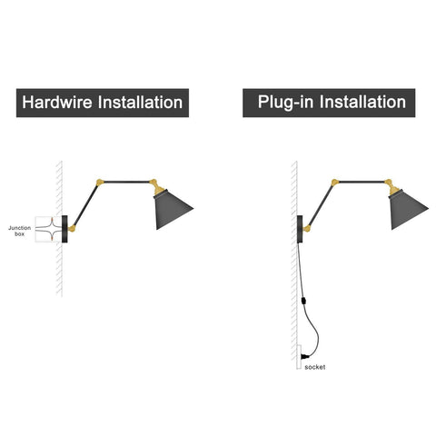 LNC Black Wall Sconces, Swing Arm Wall Lamp with Antique Brass Finish, Adjust...