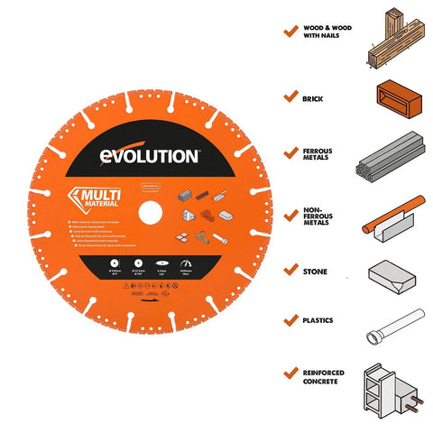 Evolution 9 Inch Multi Material Diamond Blade with Segmented Edge, 7/8 in Bor...