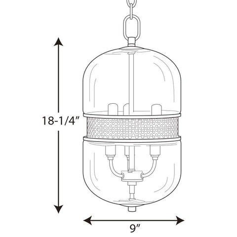 Cayce Collection 3-Light Clear Glass Global Pendant Light Polished Chrome