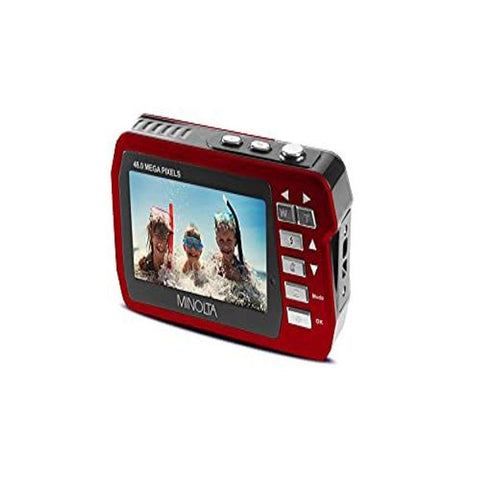 Minolta 48 MP Dual Screen Waterproof Digital Camera MN40WP compact, Red