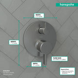 hansgrohe Ecostat Modern 2-Handle Pressure Balance Shower Valve Trim with Div...