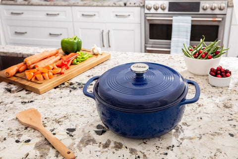 Lodge 6 Quart Enameled Cast Iron Dutch Oven with Lid &#8211; Dual Handles &#8211