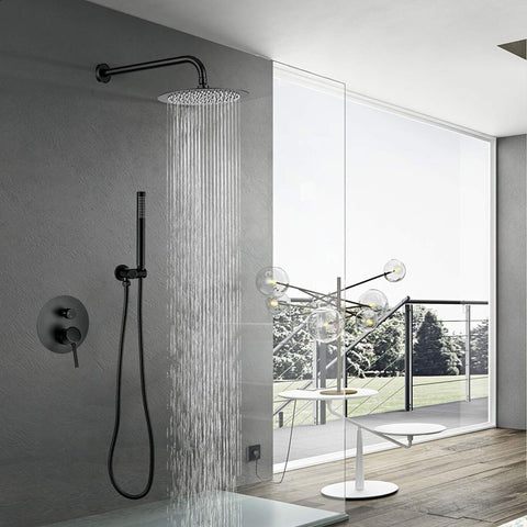 Rain Shower System Matte Black GAPPO Wall Mounted High Pressure Rainfall Show...