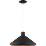 Livex Lighting 41179-04 Metal Shade - 15.25" One Light Mini Pendant, Black Fi...