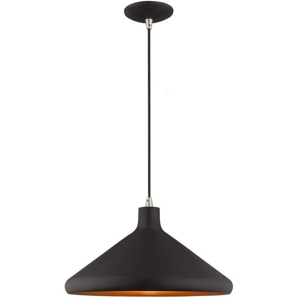 Livex Lighting 41179-04 Metal Shade - 15.25" One Light Mini Pendant, Black Fi...