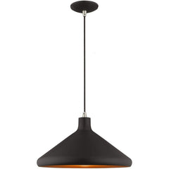 Livex Lighting 41179-04 Metal Shade - 15.25" One Light Mini Pendant, Black Fi...