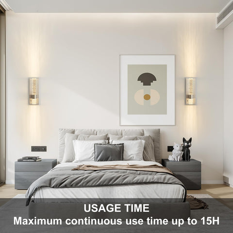 Biewalk Nickel Wall Sconces, Rechargeable Modern LED Wall Lamps, 5W 3000K Bat...