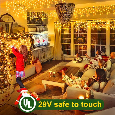 KNONEW 99ft 1216 LED Christmas Lights Outdoor Decorations with 228 Drops, 8 M...