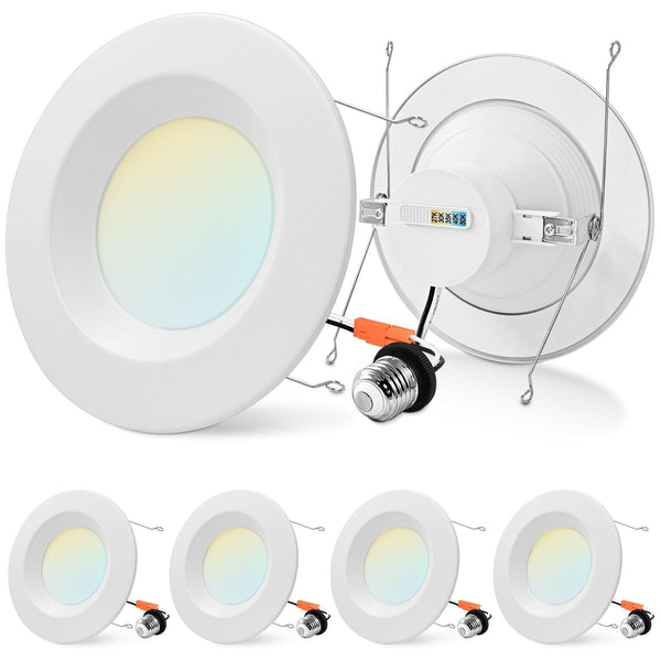 LUXRITE 5/6 Inch Retrofit LED Recessed Lighting, 17W=90W, 1500LM, 5CCT Color ...